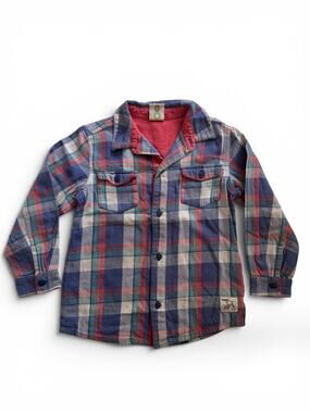 Frugi organic plaid flannel button up shirt